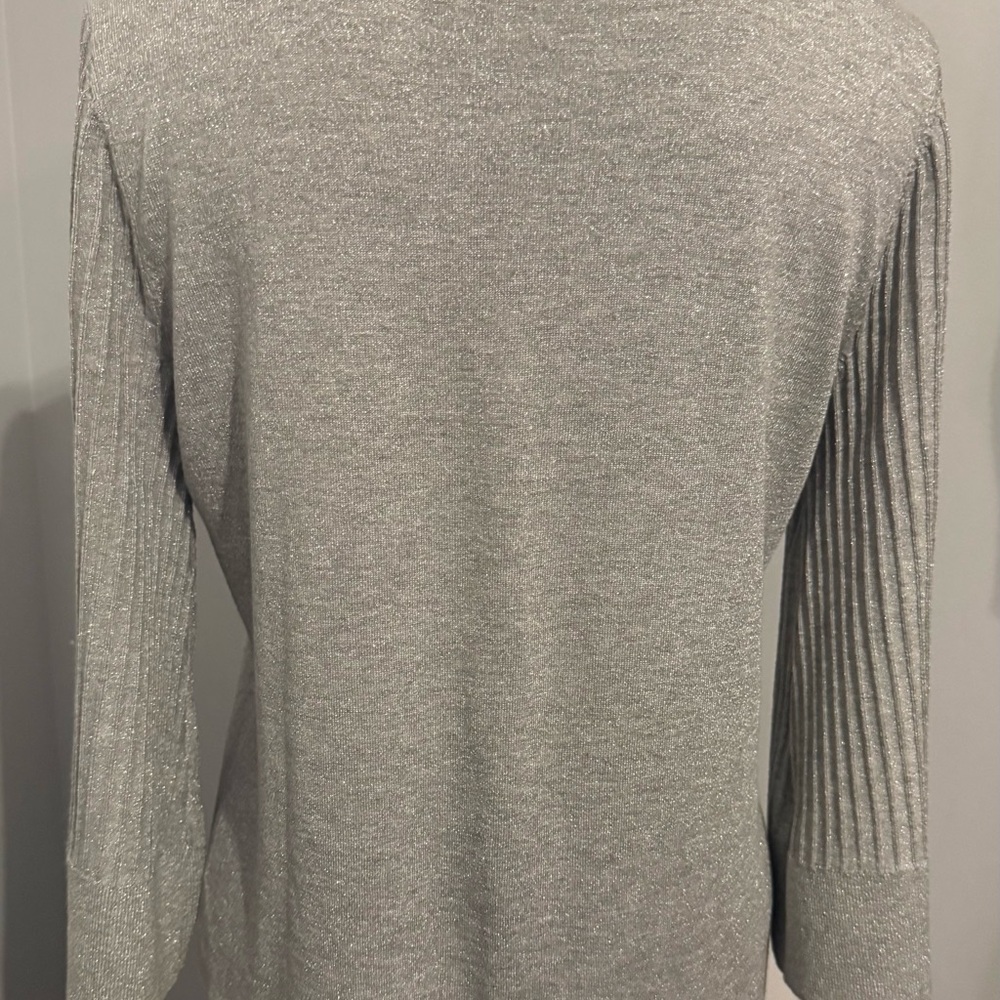 Talbots Gray Ribbed Sleeve Sweatshirt - Picture 6 of 12